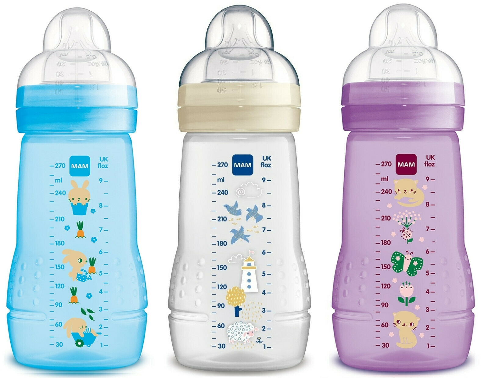 Mam Easy Active Baby Bottle Doppelpackung 270 Ml Mit Seidensauger *neu*